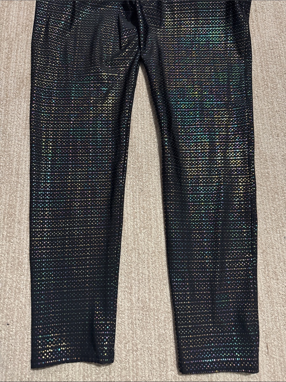 Spanx Womens XL Black Metallic Dot Print Active 7/8 Leggings High Rise Shimmer - Picture 8 of 9